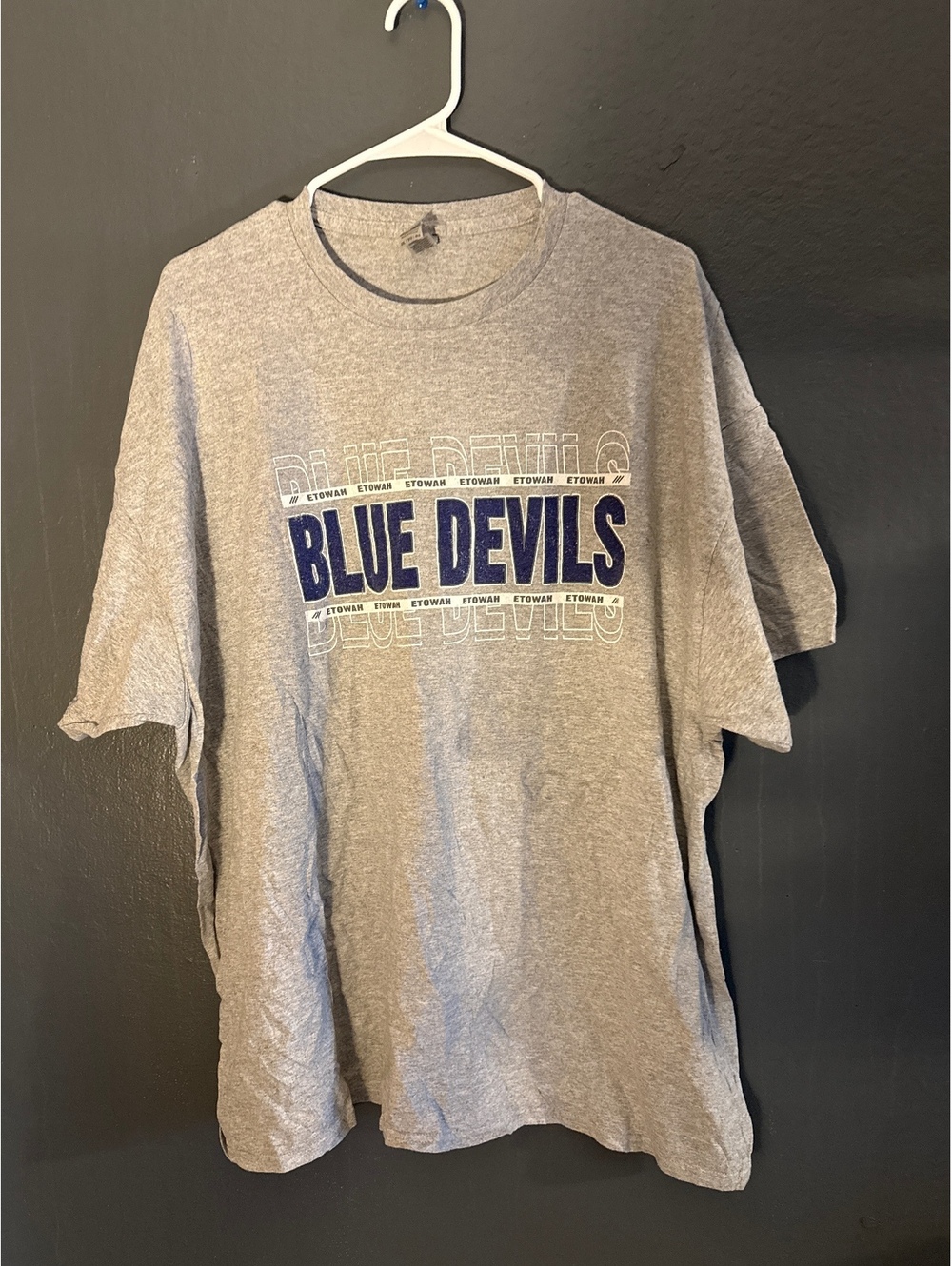 Gildan Heavy Cotton Blue Devils Gray T-Shirt Size 2XL